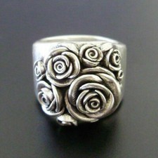 Blumen Ring/ Rosen Ring/Damen Ring/ Silber Plated Größe 54