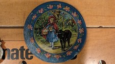 Ohio Art Co tin litho plate LITTLE RED RIDING HOOD  THE BIG BAD WOLF 6 1/4"