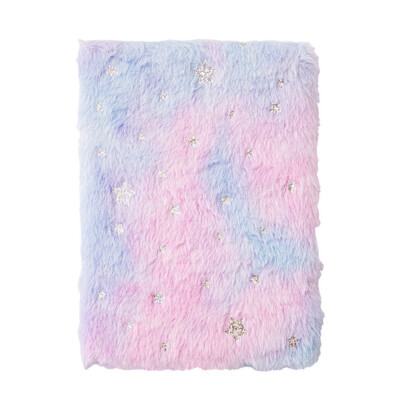 Notebook Cute Plush Fluffy Covered Diary Notepad Gradient Colored E2V9
