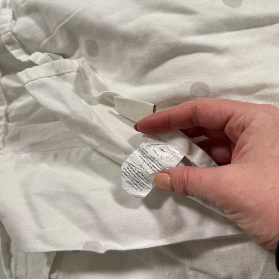 Плоская простыня Kate Spade королева серый полкадот 100% хлопок современный традиционный - Изображение 4 из 4