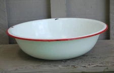 Antique Primitive Graniteware Wash Basin Enamelware Kitchen Tool