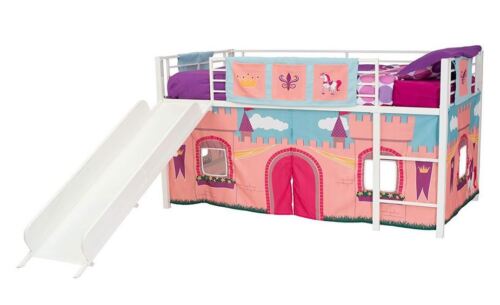 Loft Beds For Girls Pink Tent Princess White Slide Children Gift Low Twin Junior - Picture 2 of 5