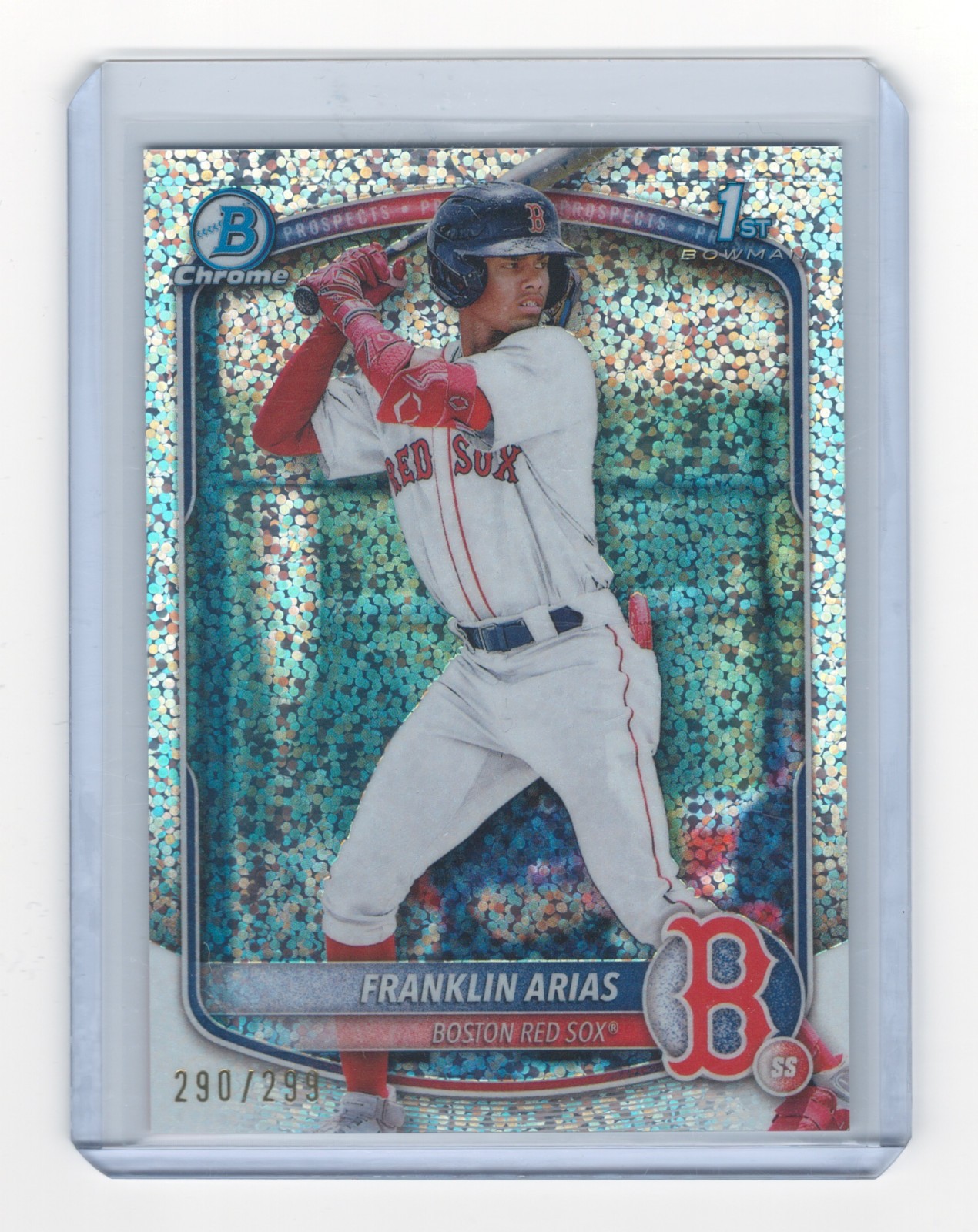 2025 Bowman Chrome Franklin Arias 1st Bowman Speckle Refractor /299 Red Sox