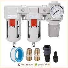 3/8" NPT Air Filter Regulator Combo with Semi-Auto Drain  Polycarbonate Bowl