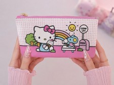 Sanrio Hello Kitty  Friends Clean Up School Zip Pencil Pouch Bag 8.75" x 4.25"