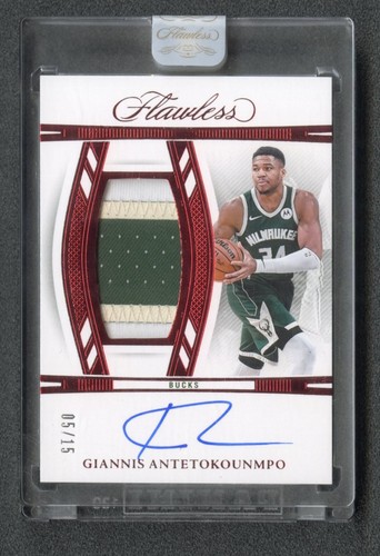 2023-2024 Panini Flawless Giannis Antetokounmpo Ruby Patch Auto /15 #VPA-GAM