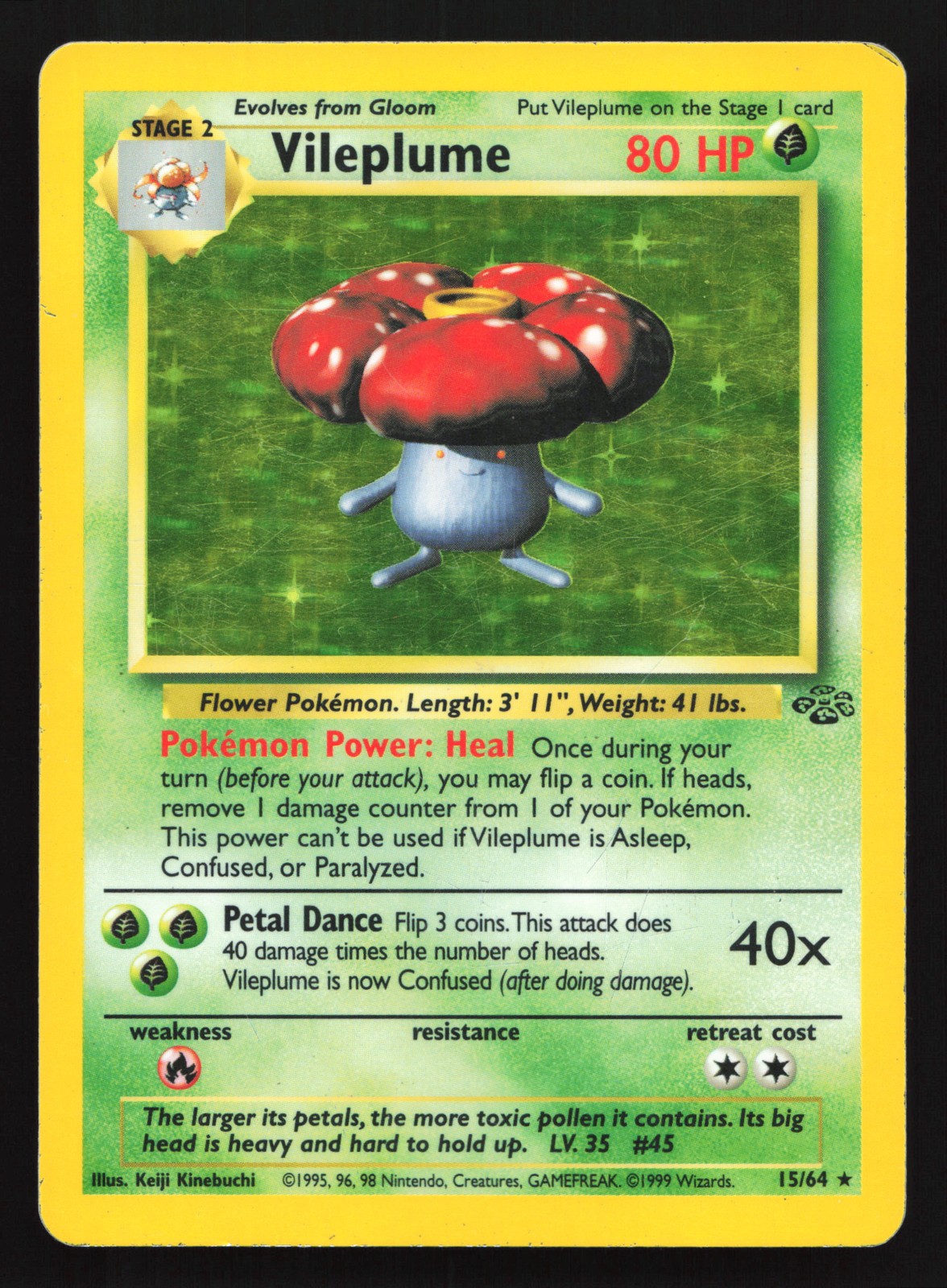 Vileplume 15/64 Jungle Holo Rare Pokemon Card