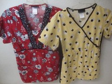 Women  s Cherokee Medical Scrub Short Sleeve Tops Size S Lot of 2