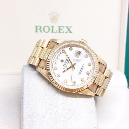 Rolex Perpetual 18K Yellow Gold Ivory Pinball Diamonds Day-Date REF: 18238 (L)