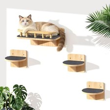Cat Wall Shelves with 3 Steps, Floating Cat Shelves for Wall with Wide Perch,...