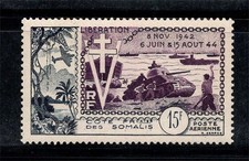 Somalie française 1954 Yv. 24 Neuf ** 100% 15 f, anniversaire de la libération