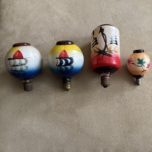 Four Vintage 1920s to 1950s  Japanese Lantern Glass Light Bulbs
