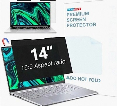 Magnetic Laptop Privacy Screen 14-Inch For 16:9 Widedisplay, Removable, Black 