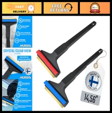 Long Handle Ice Scraper 2-Pack - Brass Blade Car Snow Scraper for Windshield