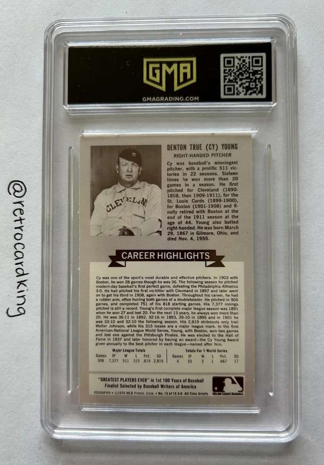 Kellogg's 1972 3D All-Time Baseball Greats #12 - CY YOUNG Boston Red Sox Salón de la fama P Foto 2 de 2