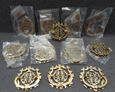 12 Brass 2" Asian Drawer Pull Hardware VTG Hong Kong Oriental Knocker Door Decor