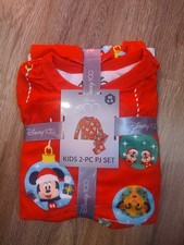 New Disney's 100 Kids Size XS 4/5 Red Christmas Flame Resistant Pajama Set