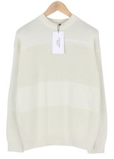 Calvin Klein Stitch Blocking Hommes Pull M Blanc Rayure Tricot Ras à Enfiler