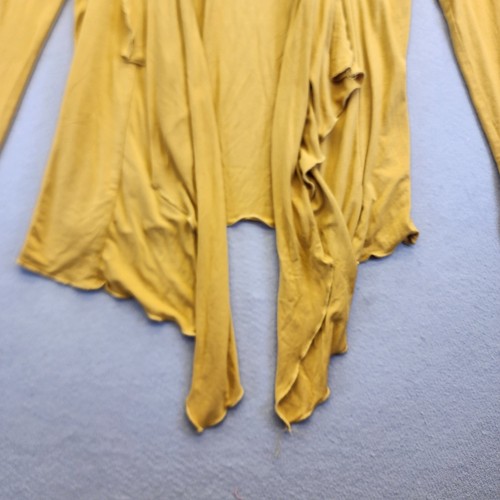 Urban Coco Mustard Yellow Draped Open Front Cardigan Waterfall Wrap Sweater Med - Picture 4 of 13