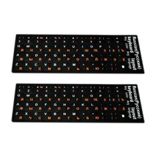 2  Russian Standard Keyboard Layout Replace Sticker Orange Letters on BlackD
