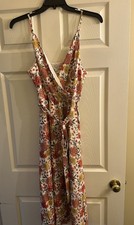 NWT Ann Taylor Loft Floral Multicolored Belted Dress Large