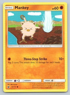 Pokemon Mankey Crimson Invasion CIN C 50/111 NM Tanaka