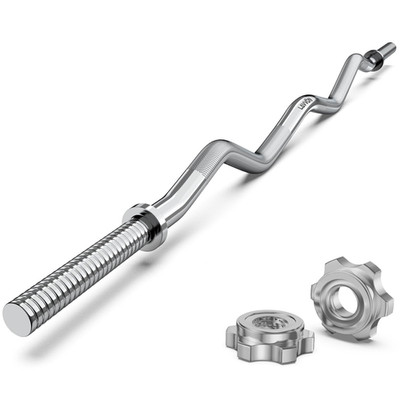 Lavvon 47 Ez Curl Bar Weight Lifting Bar 1-Inch Curling Bars For Weight Lifting