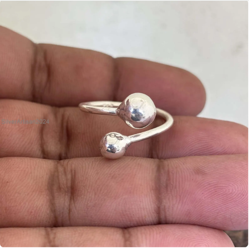 Trendy Sterling Silver Statement Ring with Two Balls,Silver Balls Ring All Size - Picture 9 of 9