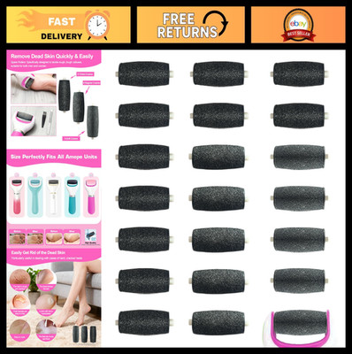 21-Piece Replacement Rollers for Electronic Foot File - Extra Coarse, Regular &