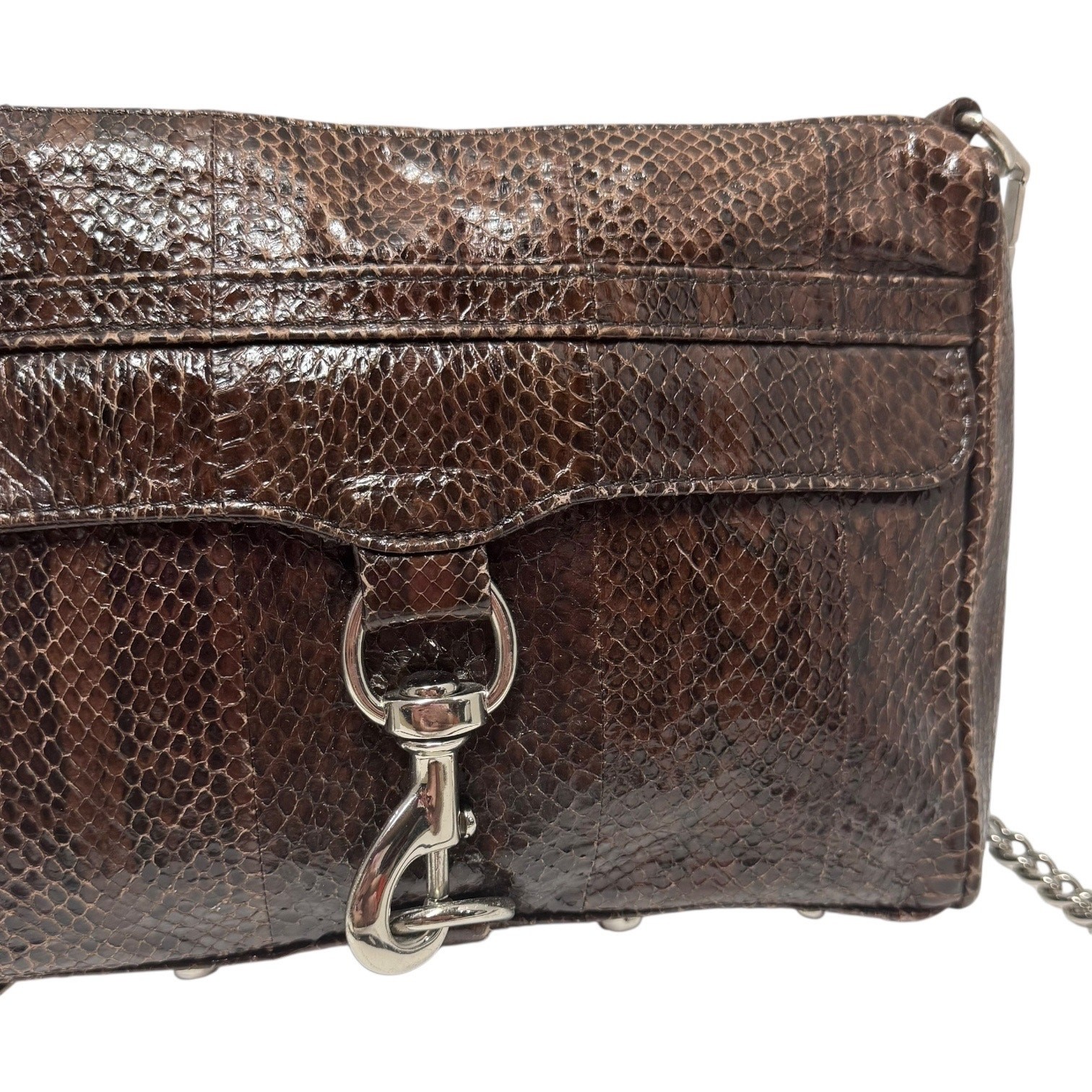 Rebecca Minkoff MAC Leather Python Snakeskin Brow… - image 2
