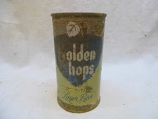GOLDEN HOPS PREMIUM LAGER FLAT TOP BEER CAN~GRACE BROS., SANTA ROSA, CA
