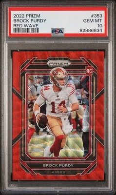 2022 Panini Prizm Brock Purdy #353 Red Wave Prizm 013/149 - Jersey # Match
