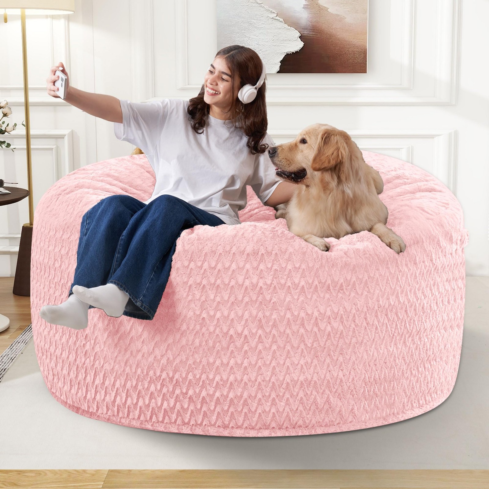 3FT Bean Bag Chair,Giant Bean Bag Chairs for Adults,Big Bean Bags with Memory...