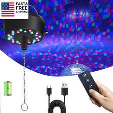 Disco Ball Motor with Lights with Remote, 5 RPM-9 RPM 24 LED Mirror Ball Motor