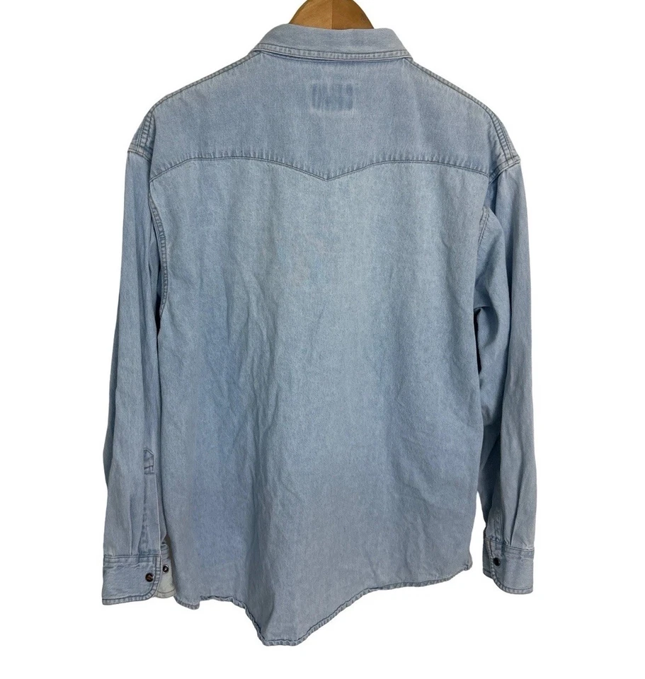 Рубашка вестерн Cabelas мужская джинсовая с жемчужной застежкой с длинным рукавом размер большой - Изображение 4 из 4