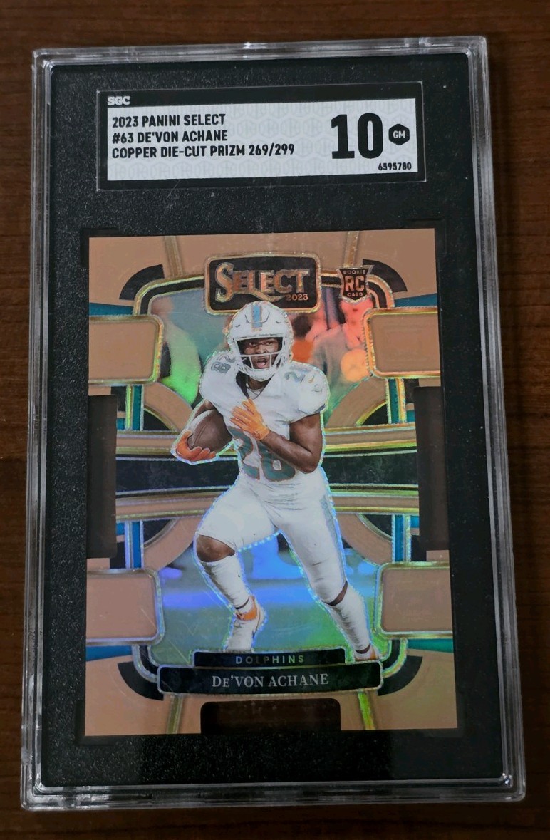 2023 Panini Select - Concourse De'Von Achane #63 Orange Prizm /49 (RC) Gem MT 10