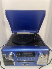 Victrola V50-200 50's Classic Blue Bluetooth Turntable CD Player AM/FM Radio