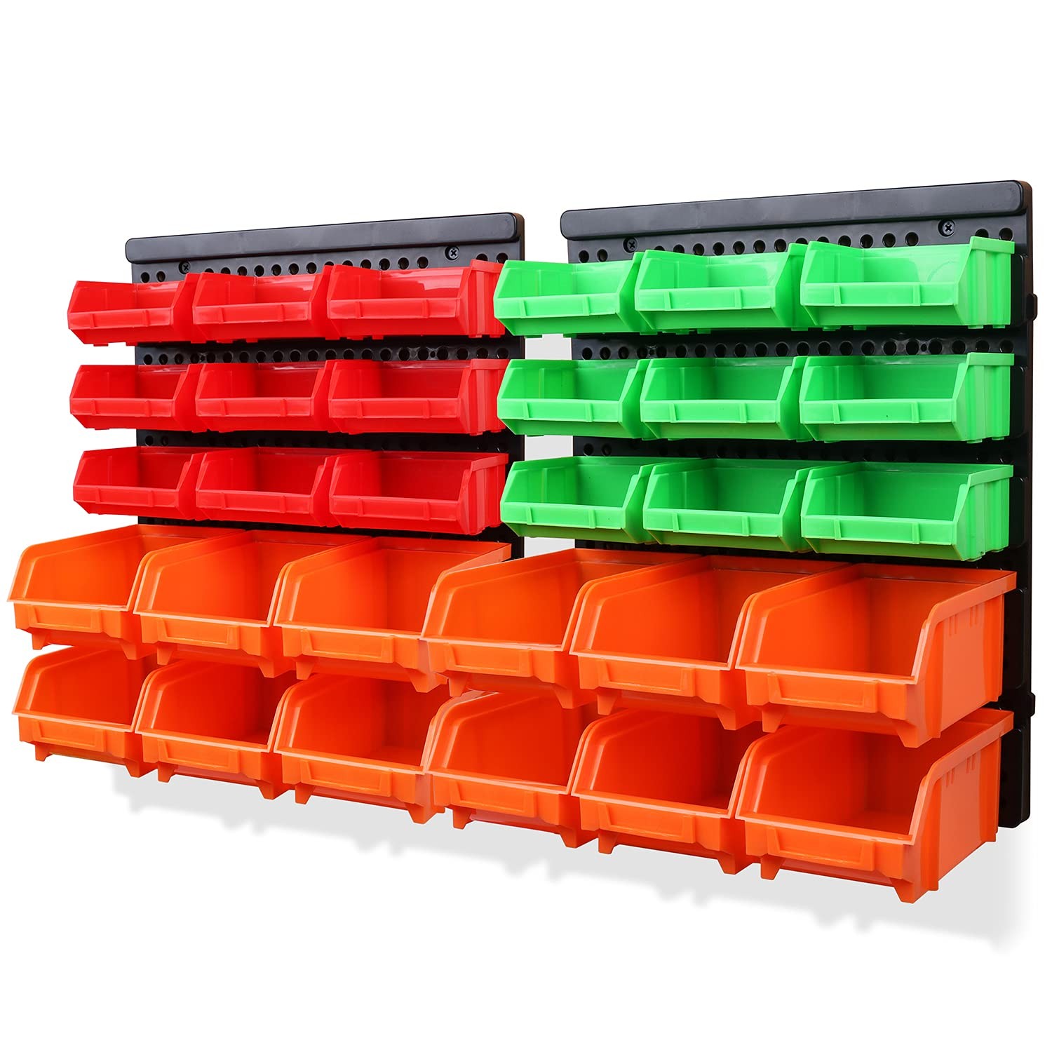 SWANLAKE 30PCS Wall Mounted Storage Bins, Plastic Garage Rack ,Screw Storage ...