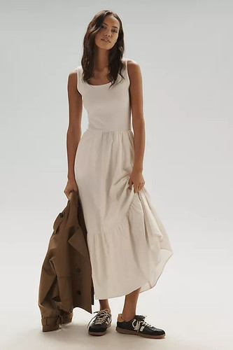 NWT Anthropologie Sundry Sleeveless Tiered Mixed Media Maxi Dress Sz. Lge.