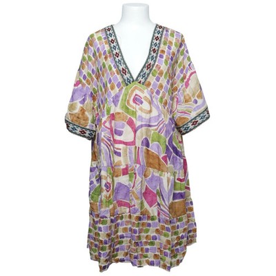 Kaftan, Größe: XL, Lila/Grün/Mehrfarbig, Viskose, Sonstiges, Damen #eAc