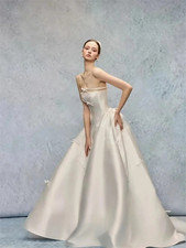 Newest Wedding Dresses A-Line Strapless Sleeveless With Bows Bride Gown Vestidos