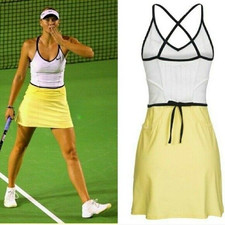 Nwt NIKE Maria Sharapova tennis Dress w/ Bra white yellow S Small M Medium