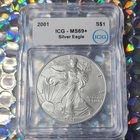 U.S. Mint 2001 American Silver Eagle $1 1 oz .999 Silver ICG MS69+ #1934640210