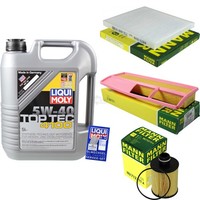 Mann Inspektionspaket 5L Liqui Moly Top Tec 4100 5W-40 FüR Ford KA 1.3 Tdci Fiat