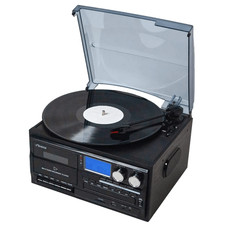 Victor Cosmopolitan 8-in-1 Bluetooth Turntable Music Center with USB Cassette