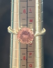 Sterling Silver Pink Cubic Zirconia Solitaire Ring Size 7