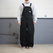 Vintage Carhartt dungarees black W36L32 baggy wide leg bib & brace overalls