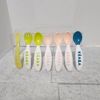 Beaba Baby Ergonomic Baby Cutlery, Set of 7 (5 Spoons + 2 Forks)