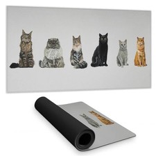 Begin Home Decor C1DM15318YQR4I 16 x 32 in. Brown Six Cats Bedroom Desk Mat -...