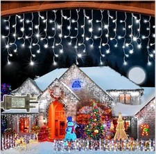 320 Led Christmas Icicle Lights Outdoor Xmas Lights 10M with Timer Waterproof...